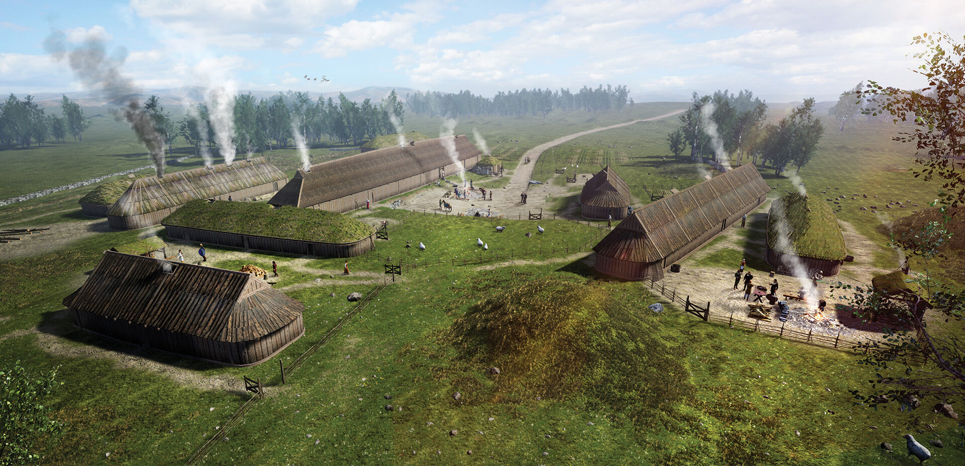 Farmstead at Hove, Rogaland, c. AD 200. Illustration: Arkikon.
