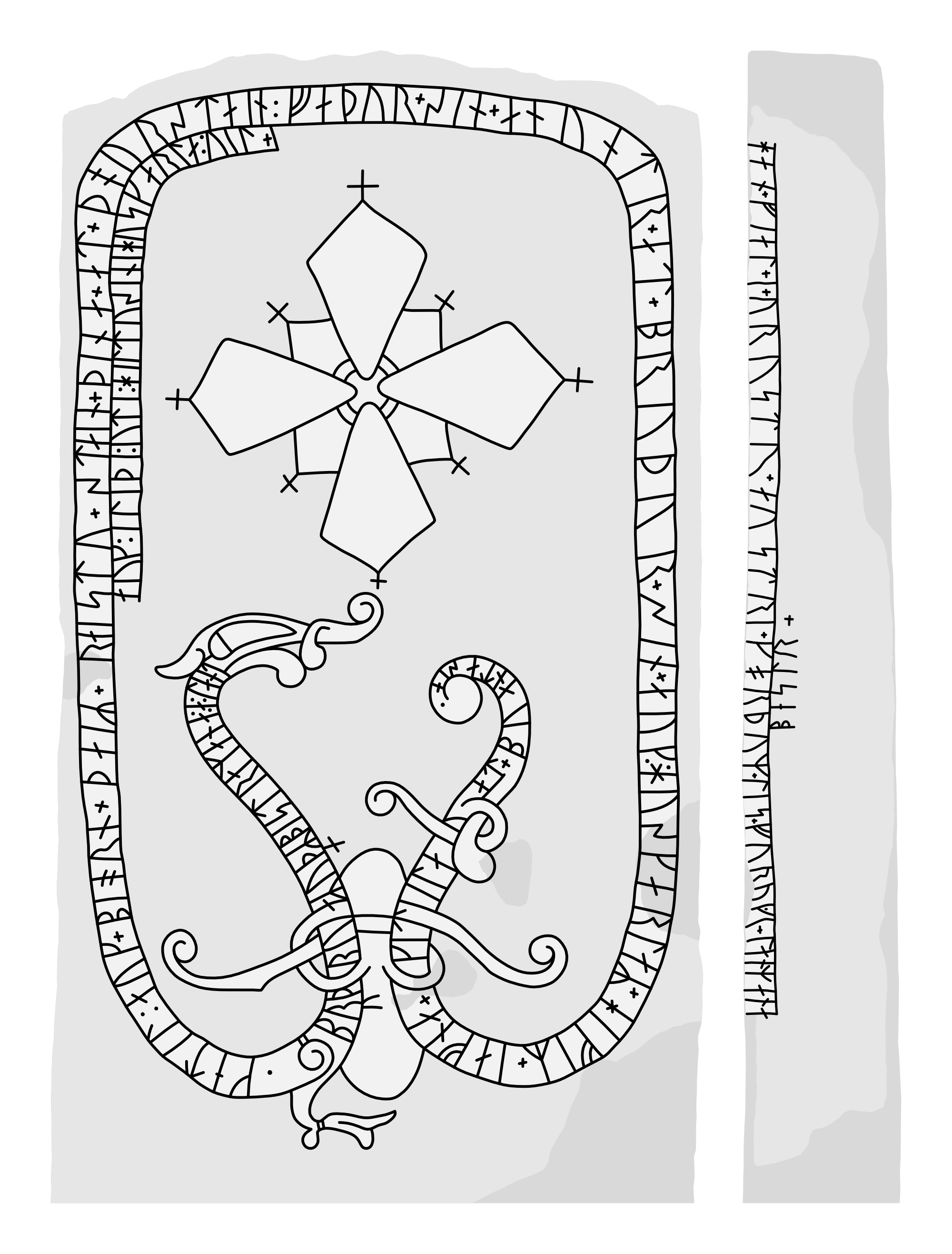 Runestone Sö 338. Illustration: Jonas Lau Markussen (CC BY).