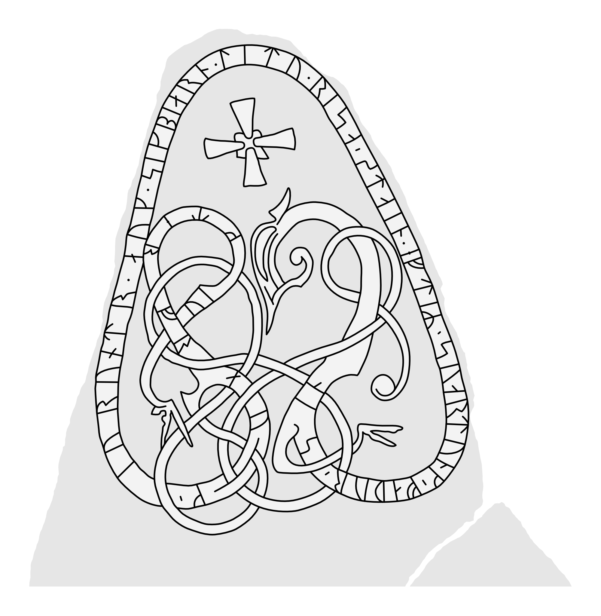 Runestone U 1006. Illustration: Jonas Lau Markussen (CC BY).