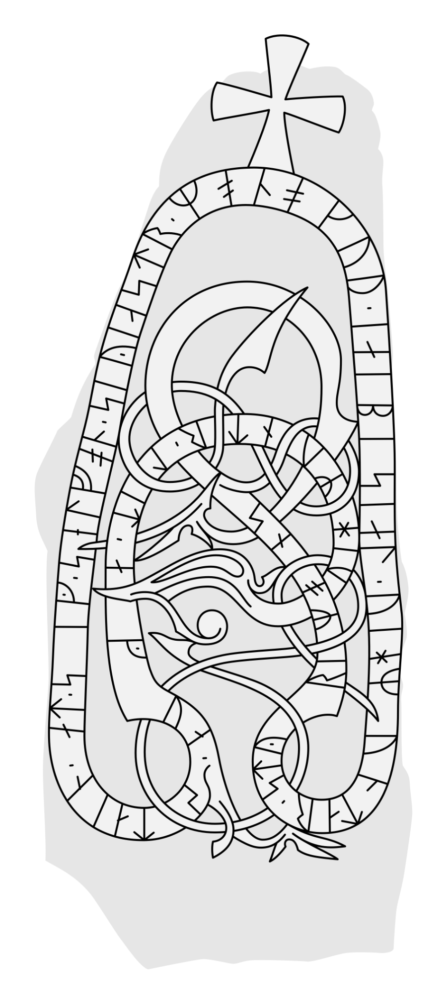 Runestone U 1011. Illustration: Jonas Lau Markussen (CC BY).