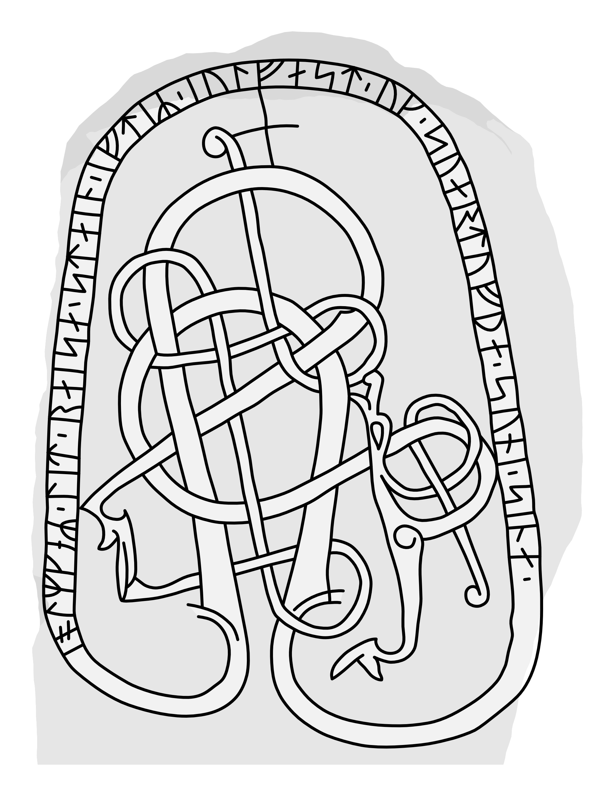 Runestone U 1014. Illustration: Jonas Lau Markussen (CC BY).