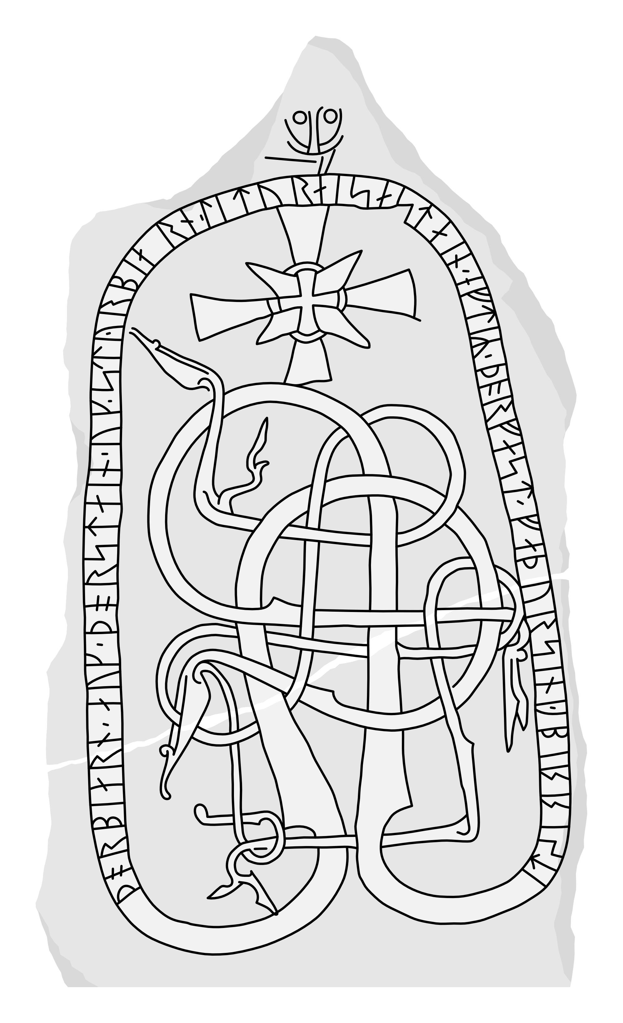 Runestone U 1034. Illustration: Jonas Lau Markussen (CC BY).