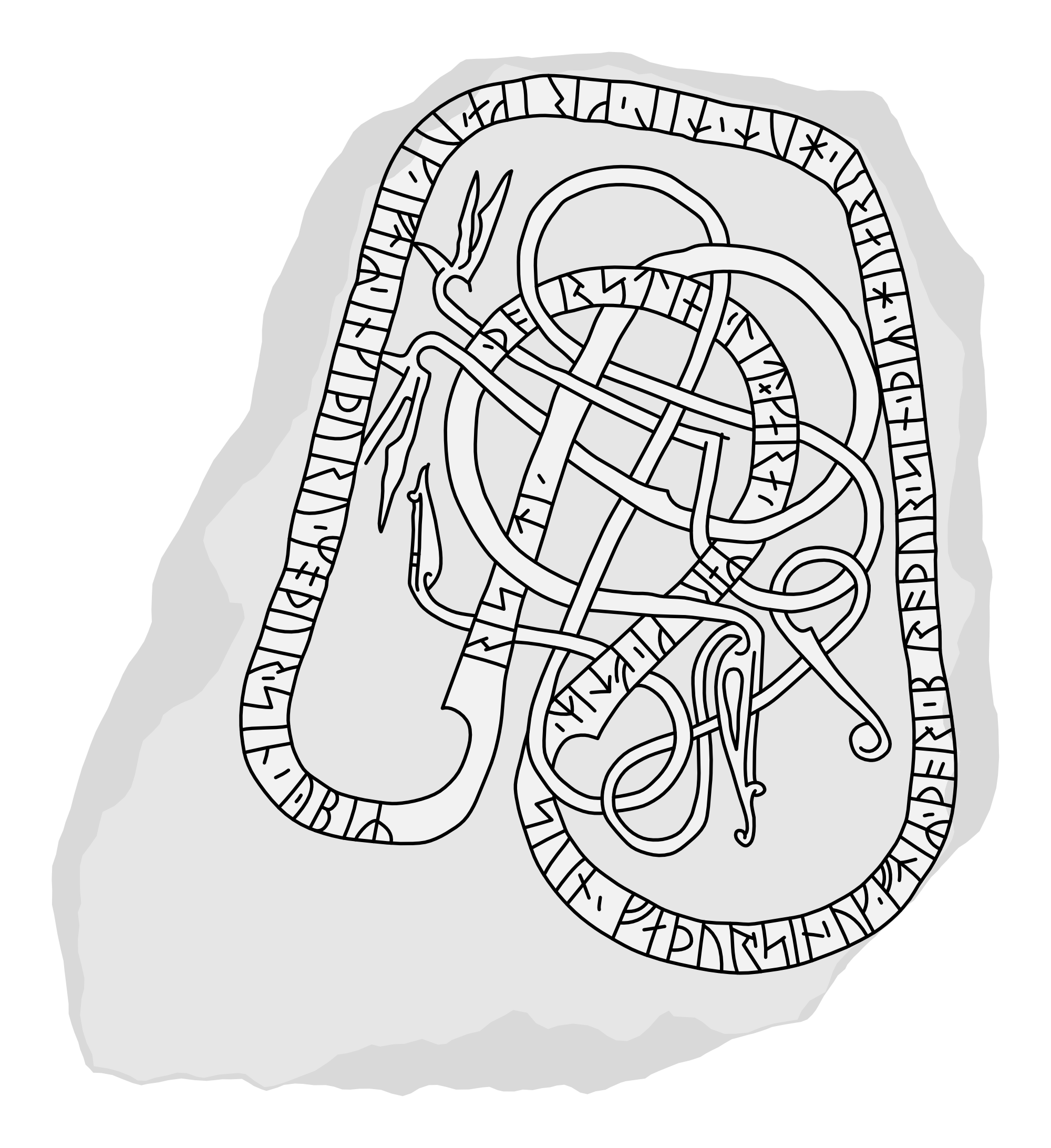 Runestone U 104. Illustration: Jonas Lau Markussen (CC BY).