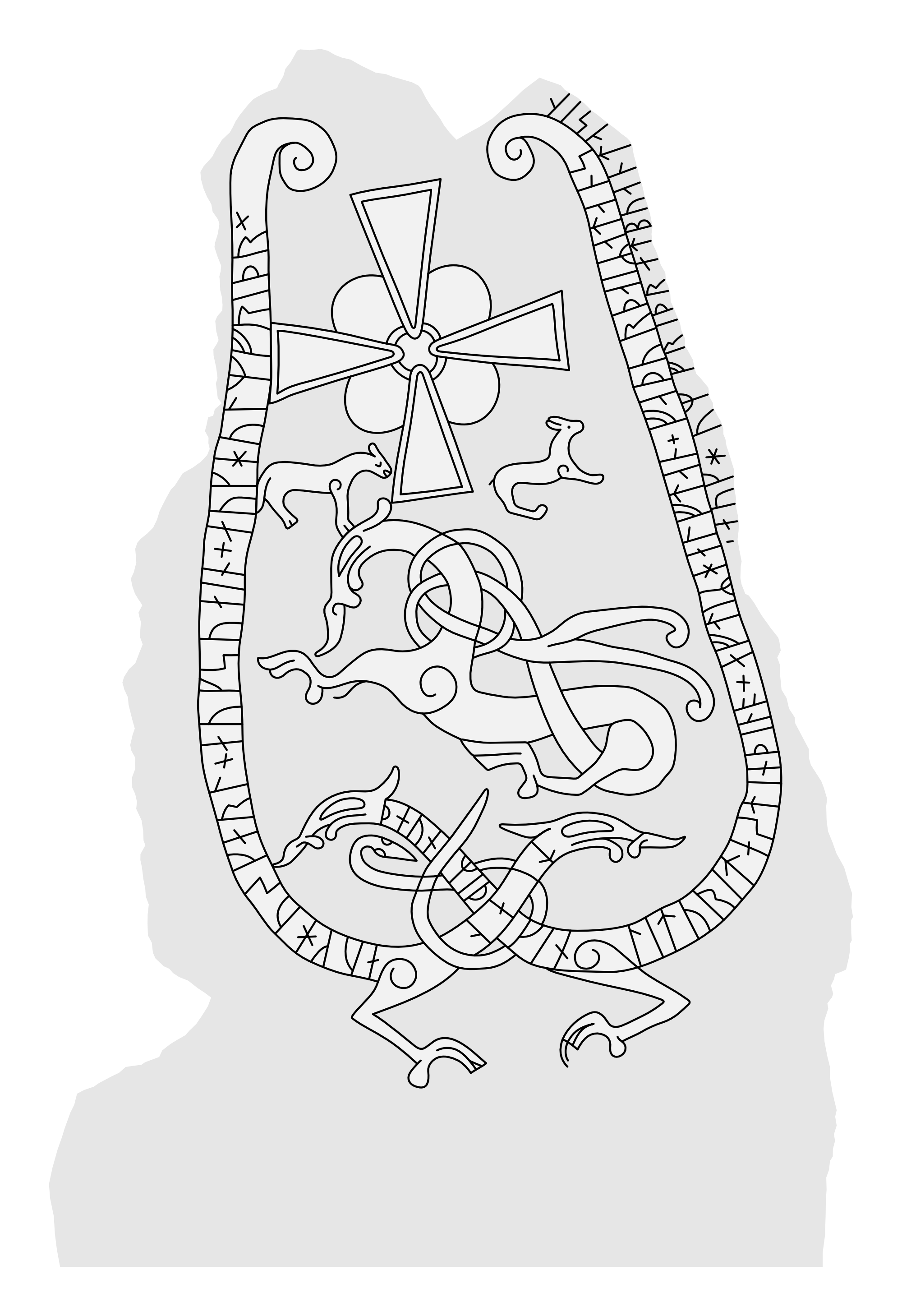 Runestone U 240. Illustration: Jonas Lau Markussen (CC BY).