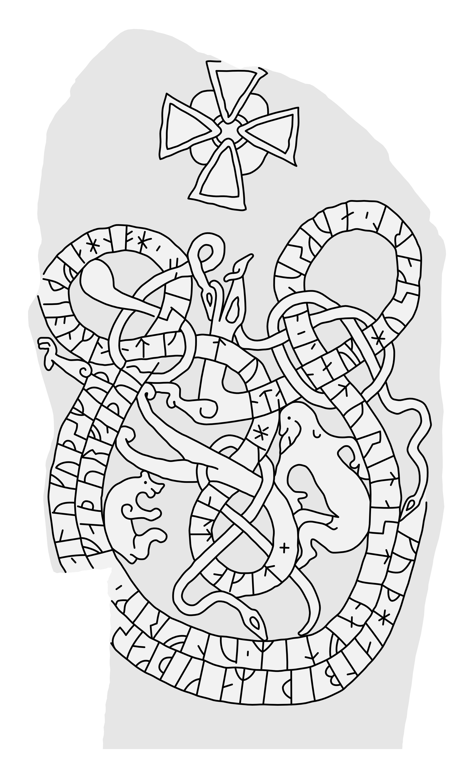 Runestone U 241. Illustration: Jonas Lau Markussen (CC BY).