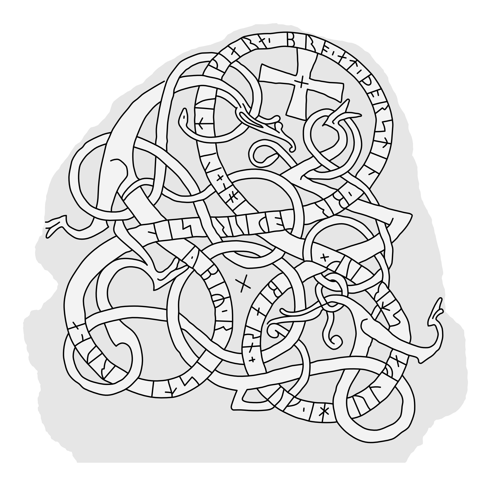 Runestone U 279. Illustration: Jonas Lau Markussen (CC BY).