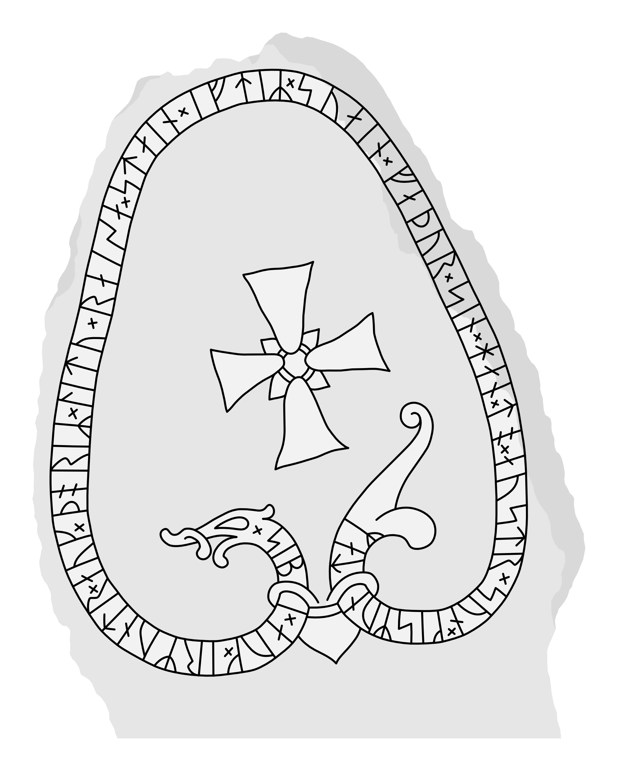 Runestone U 283. Illustration: Jonas Lau Markussen (CC BY).