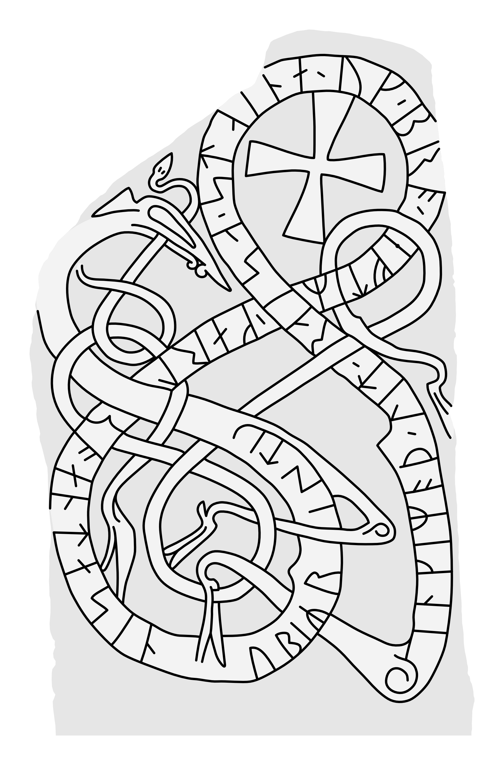 Runestone U 36. Illustration: Jonas Lau Markussen (CC BY).