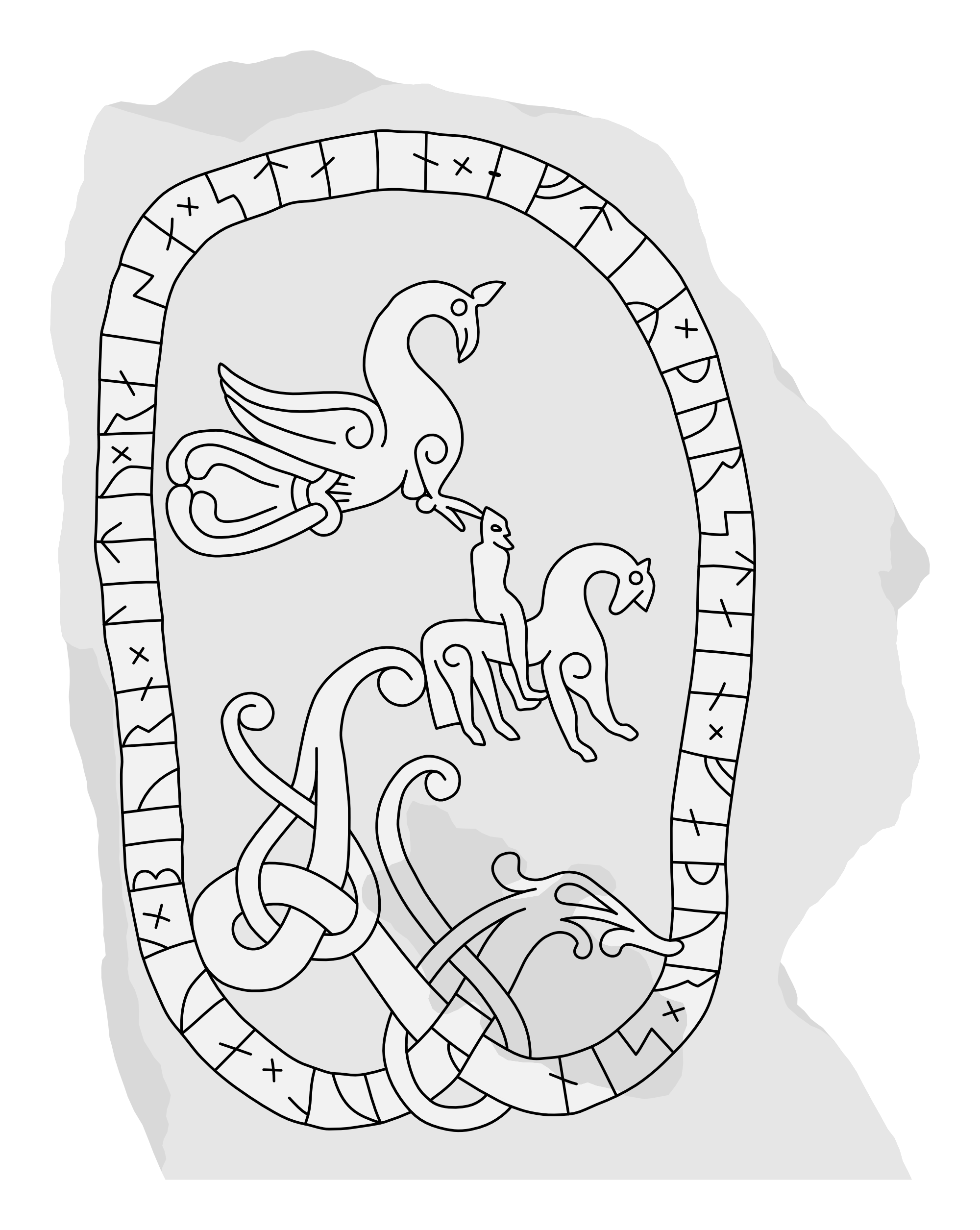 Runestone U 448. Illustration: Jonas Lau Markussen (CC BY).