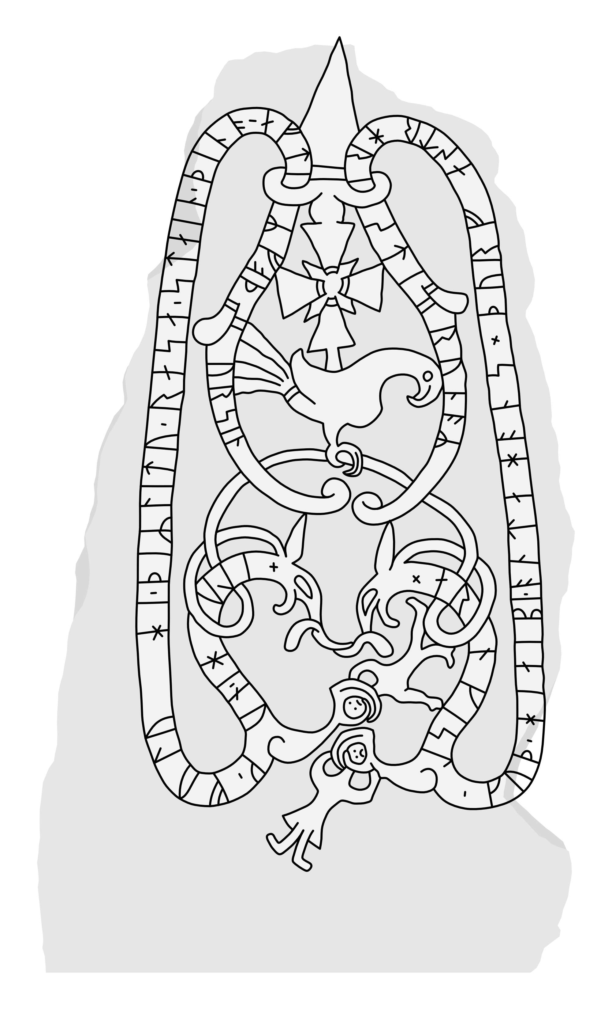 Runestone U 629. Illustration: Jonas Lau Markussen (CC BY).