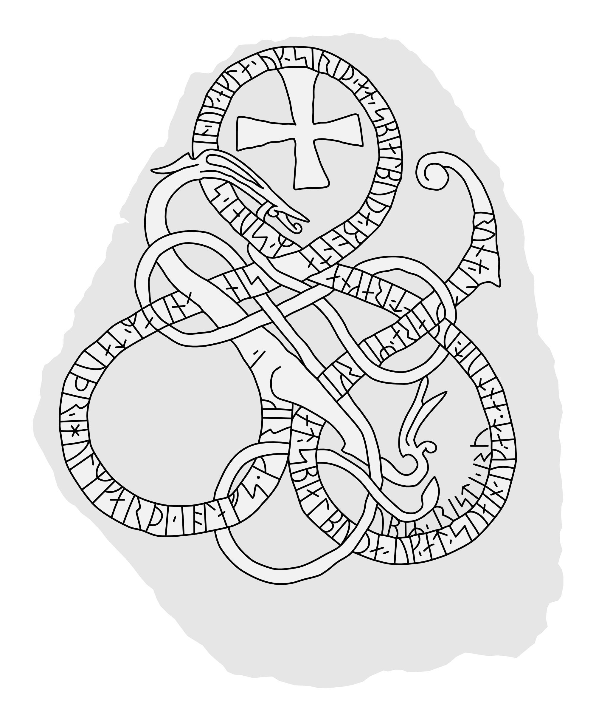 Runestone U 687. Illustration: Jonas Lau Markussen (CC BY).
