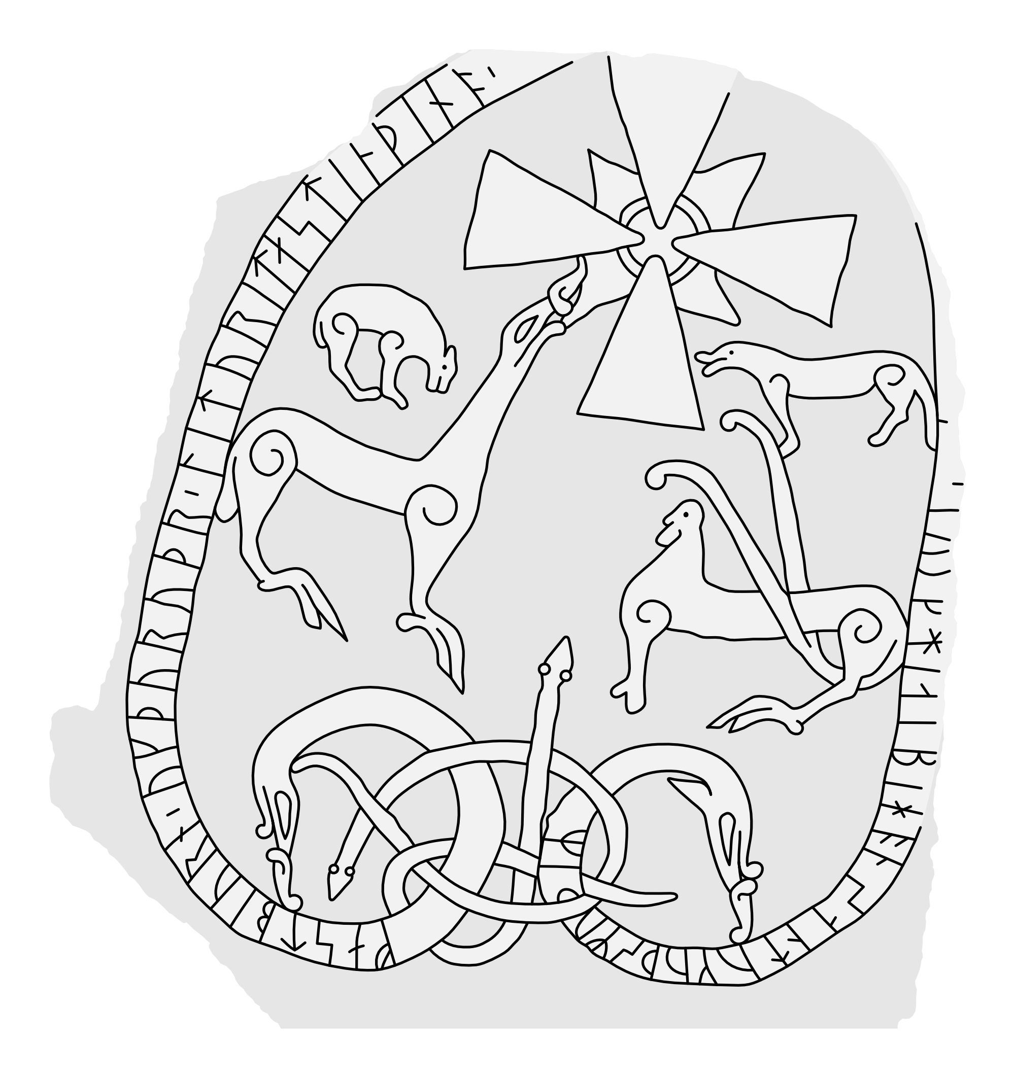 Runestone U 860. Illustration: Jonas Lau Markussen (CC BY).