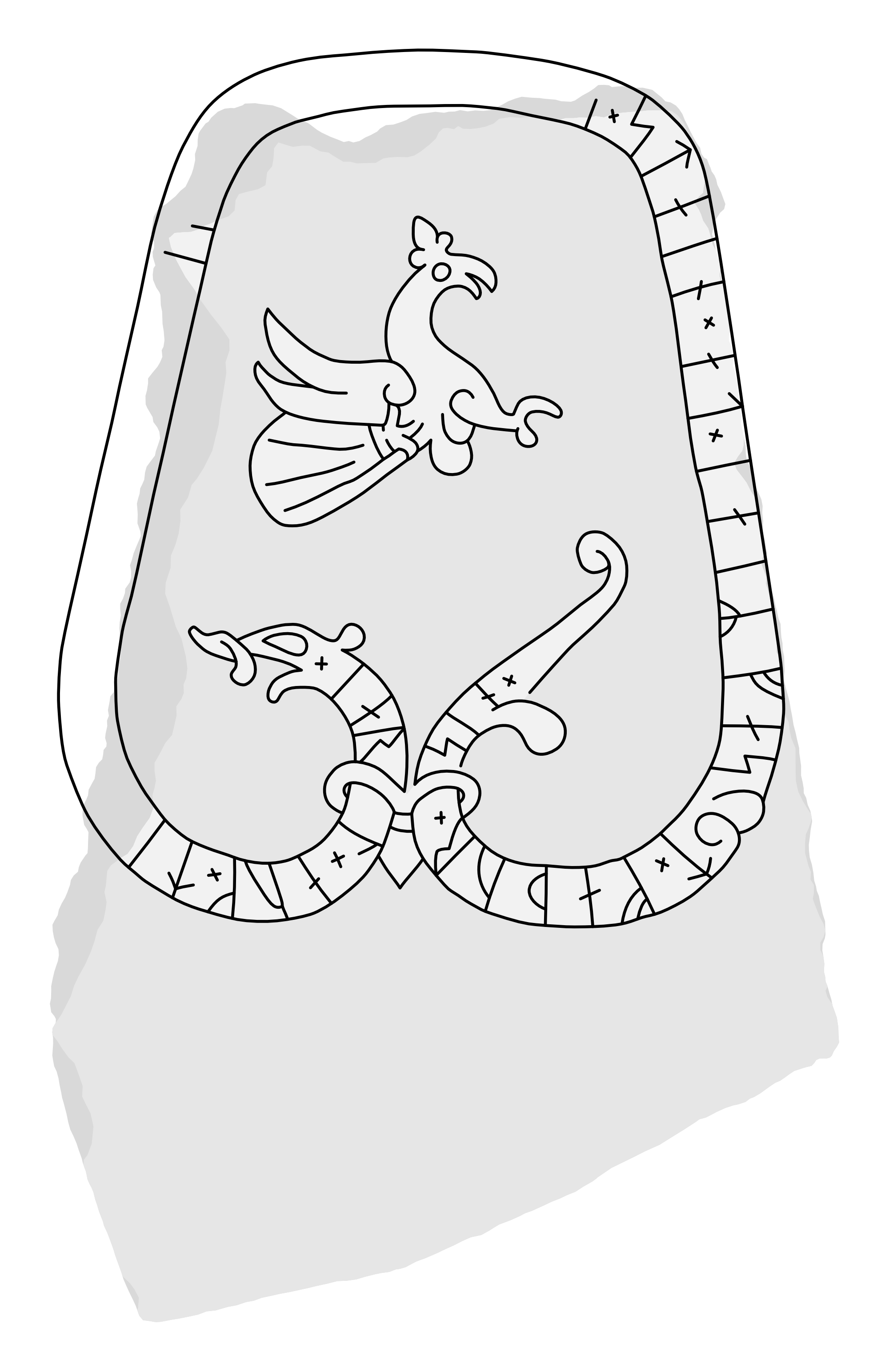 Runestone U 874. Illustration: Jonas Lau Markussen (CC BY).