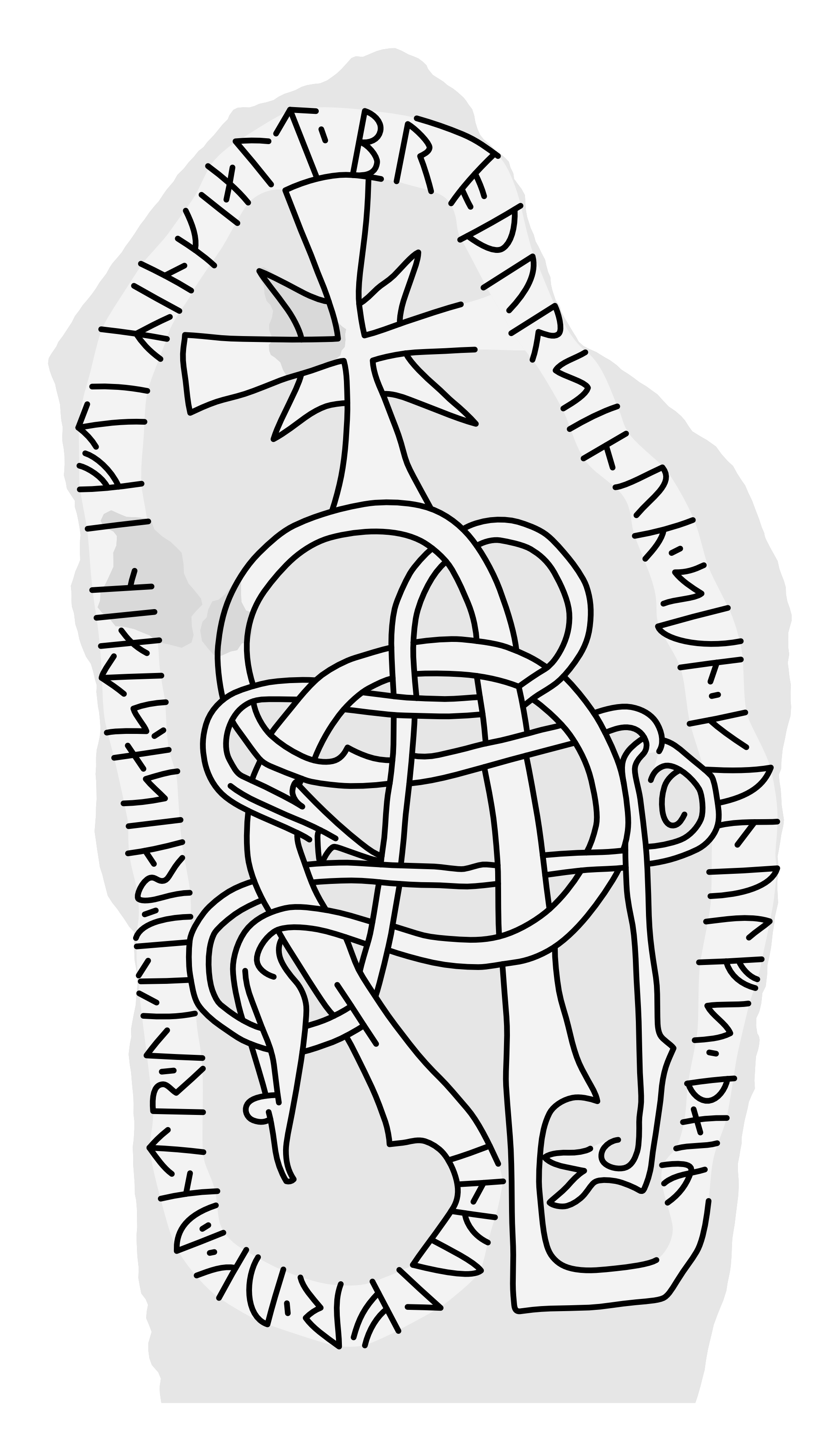 Runestone U 974. Illustration: Jonas Lau Markussen (CC BY).