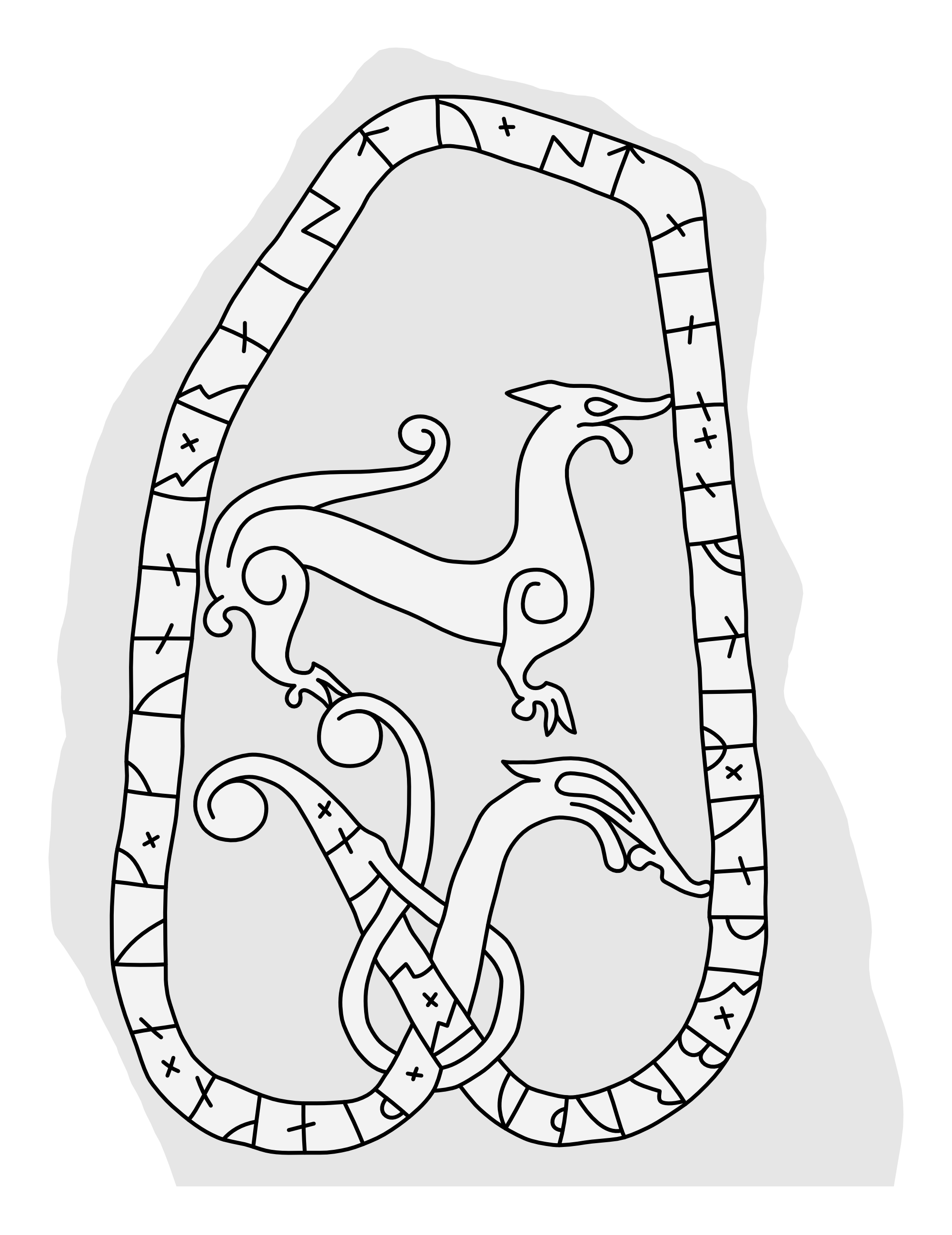 Runestone U 991. Illustration: Jonas Lau Markussen (CC BY).