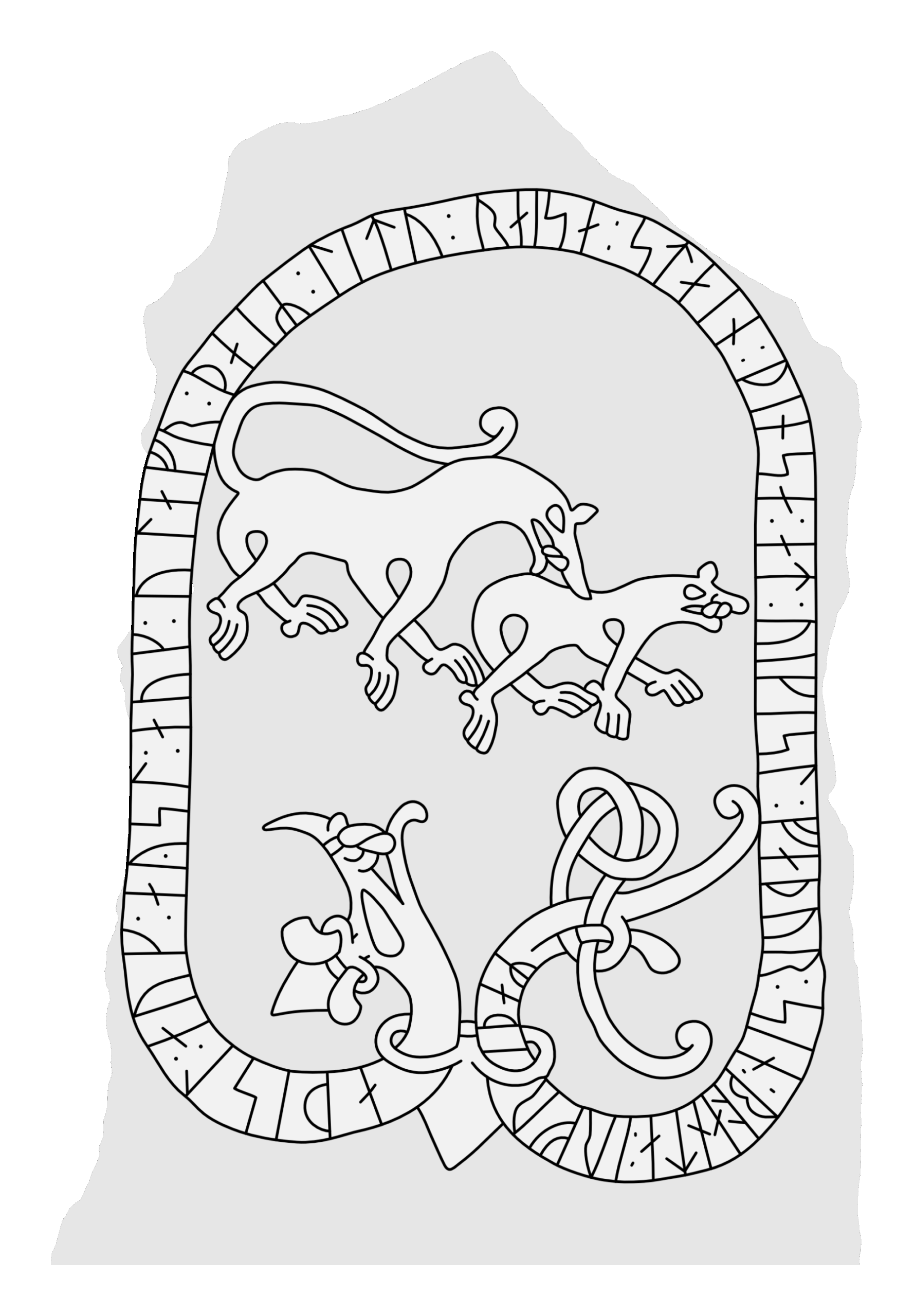 Runestone U 35. Illustration: Jonas Lau Markussen (CC BY).