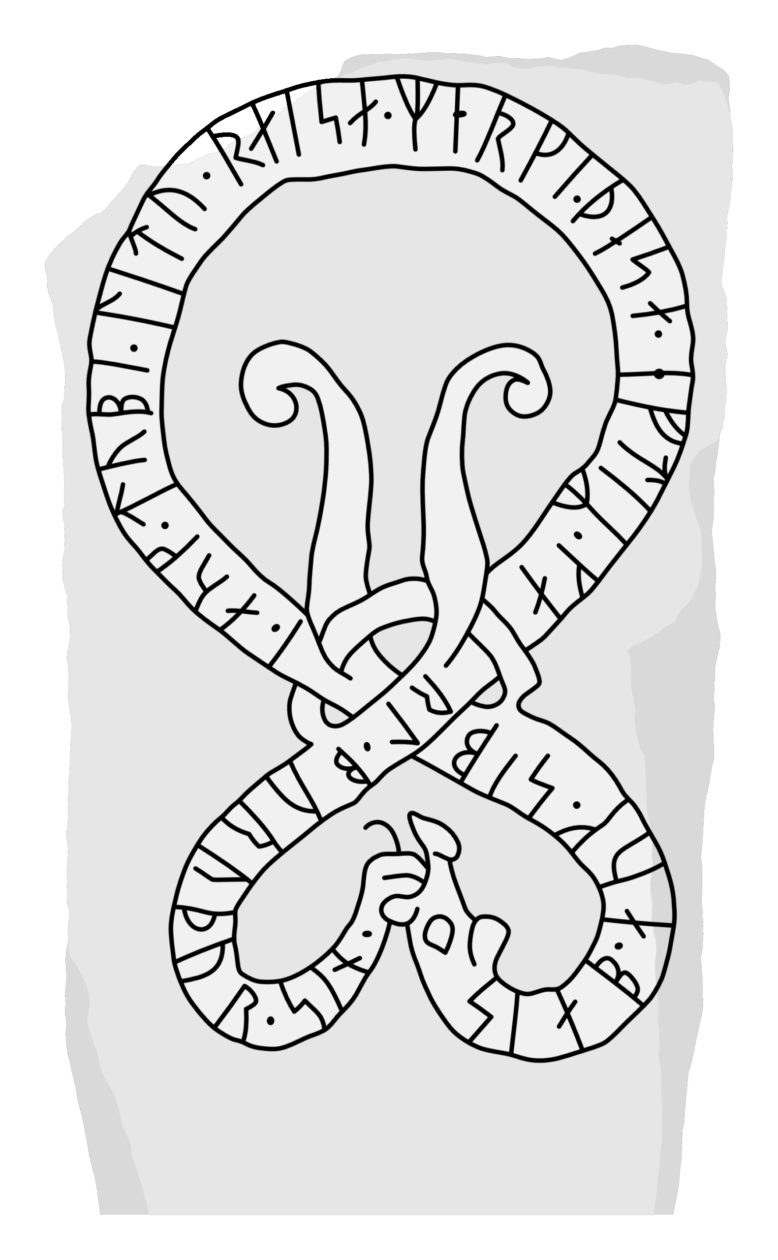Runestone U 689. Illustration: Jonas Lau Markussen (CC BY).