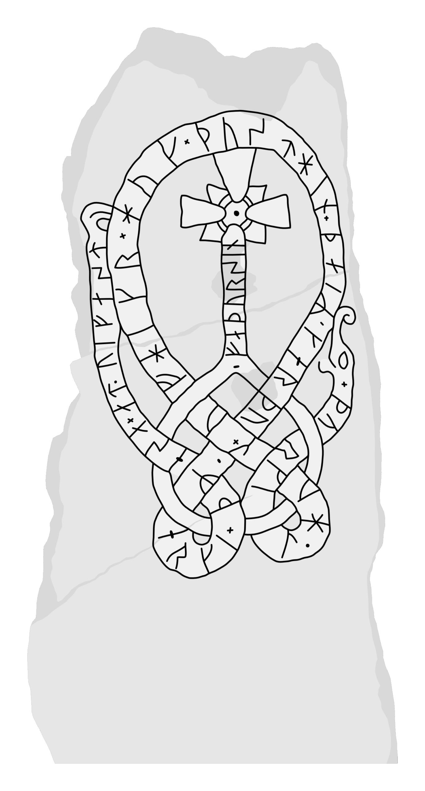 Runestone U 653. Illustration: Jonas Lau Markussen (CC BY).