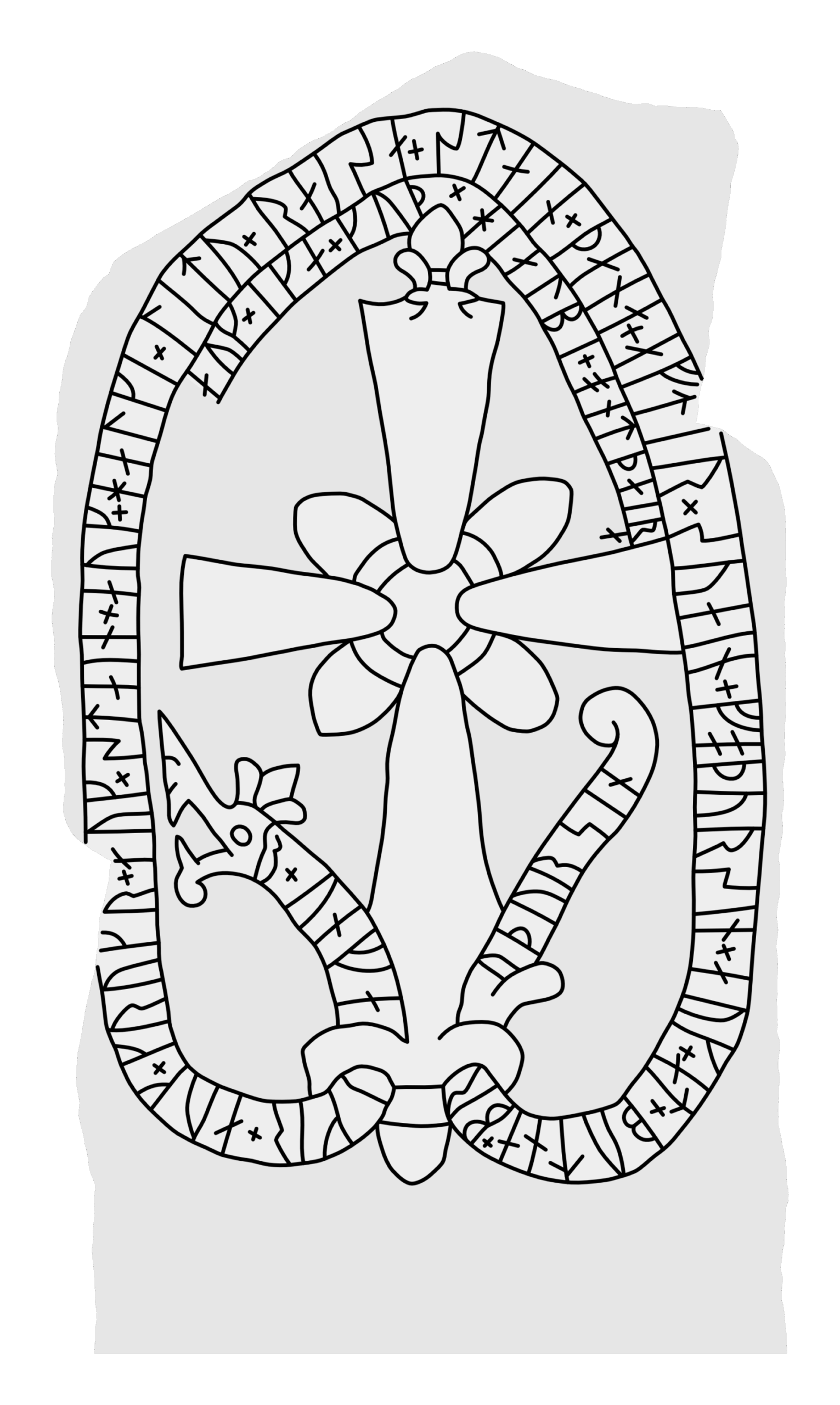 Runestone U 32. Illustration: Jonas Lau Markussen (CC BY).