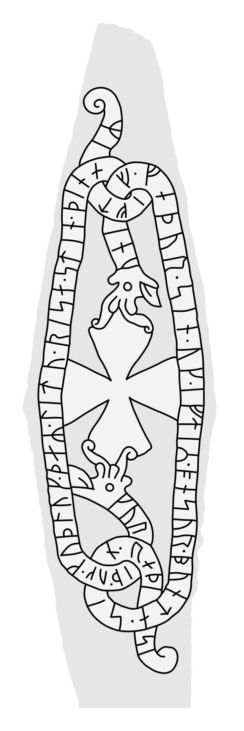 Runestone U 328. Illustration: Jonas Lau Markussen (CC BY).