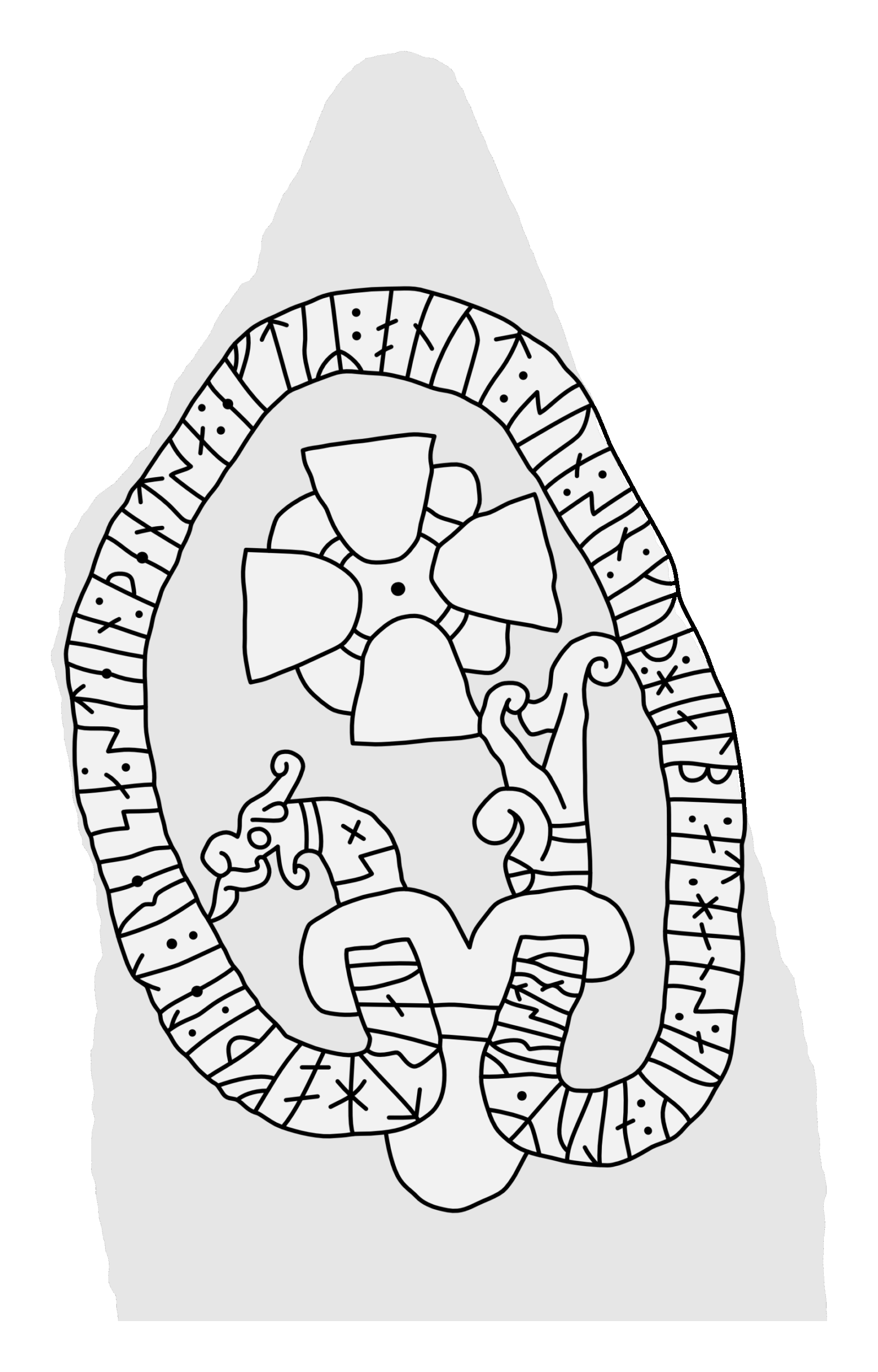 Runestone U 457. Illustration: Jonas Lau Markussen (CC BY).