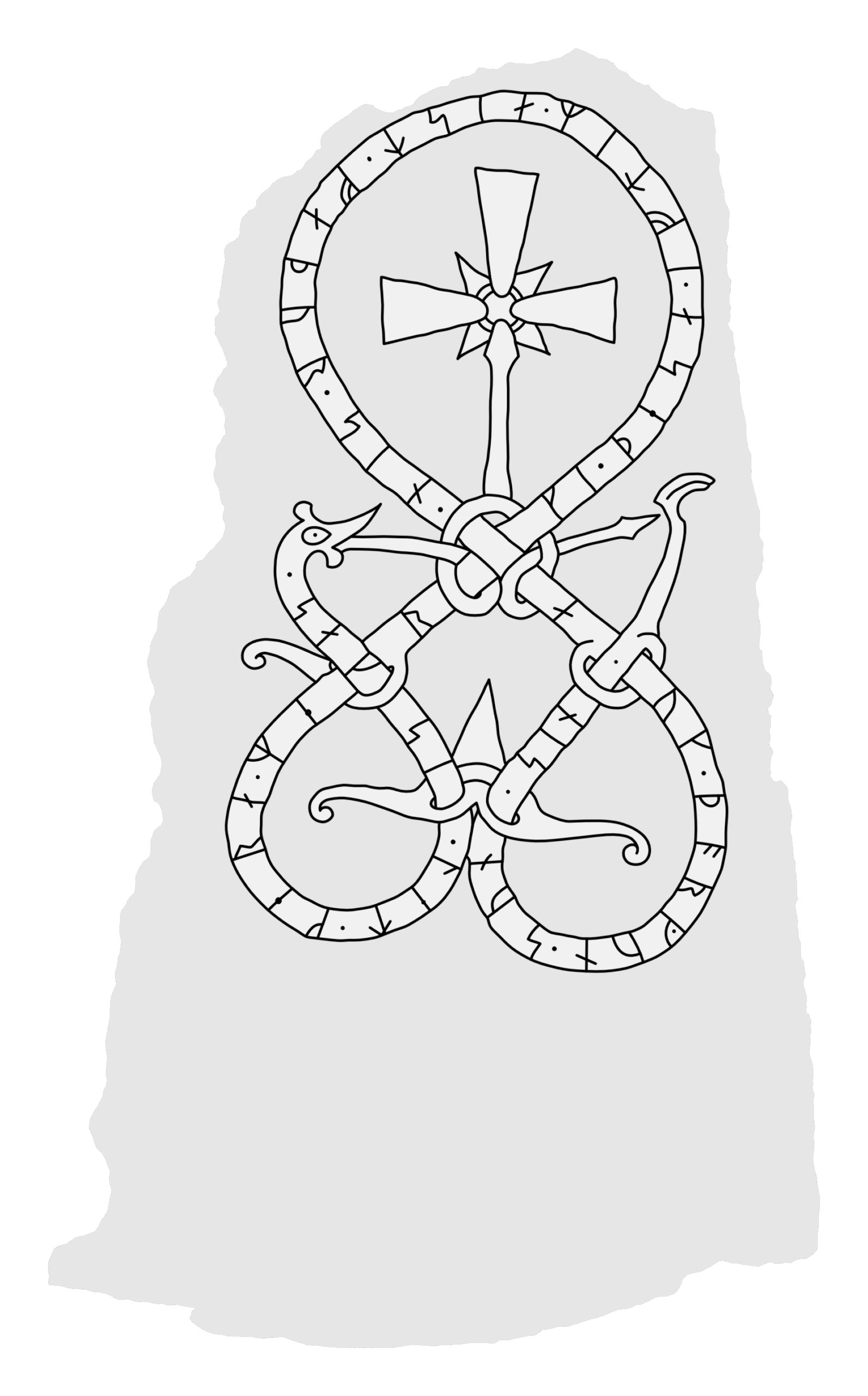 Runestone U 459. Illustration: Jonas Lau Markussen (CC BY).