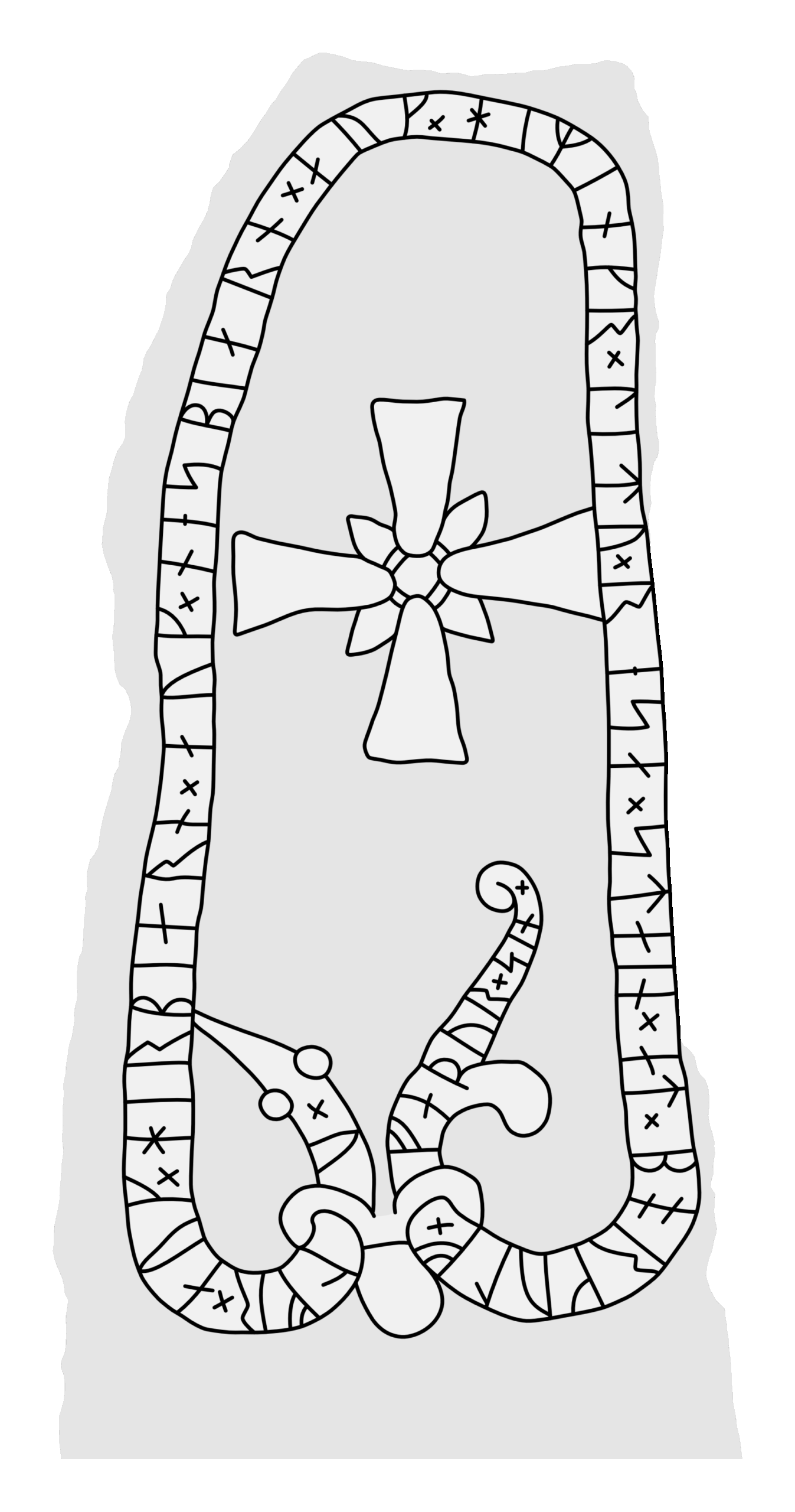 Runestone U 444. Illustration: Jonas Lau Markussen (CC BY).
