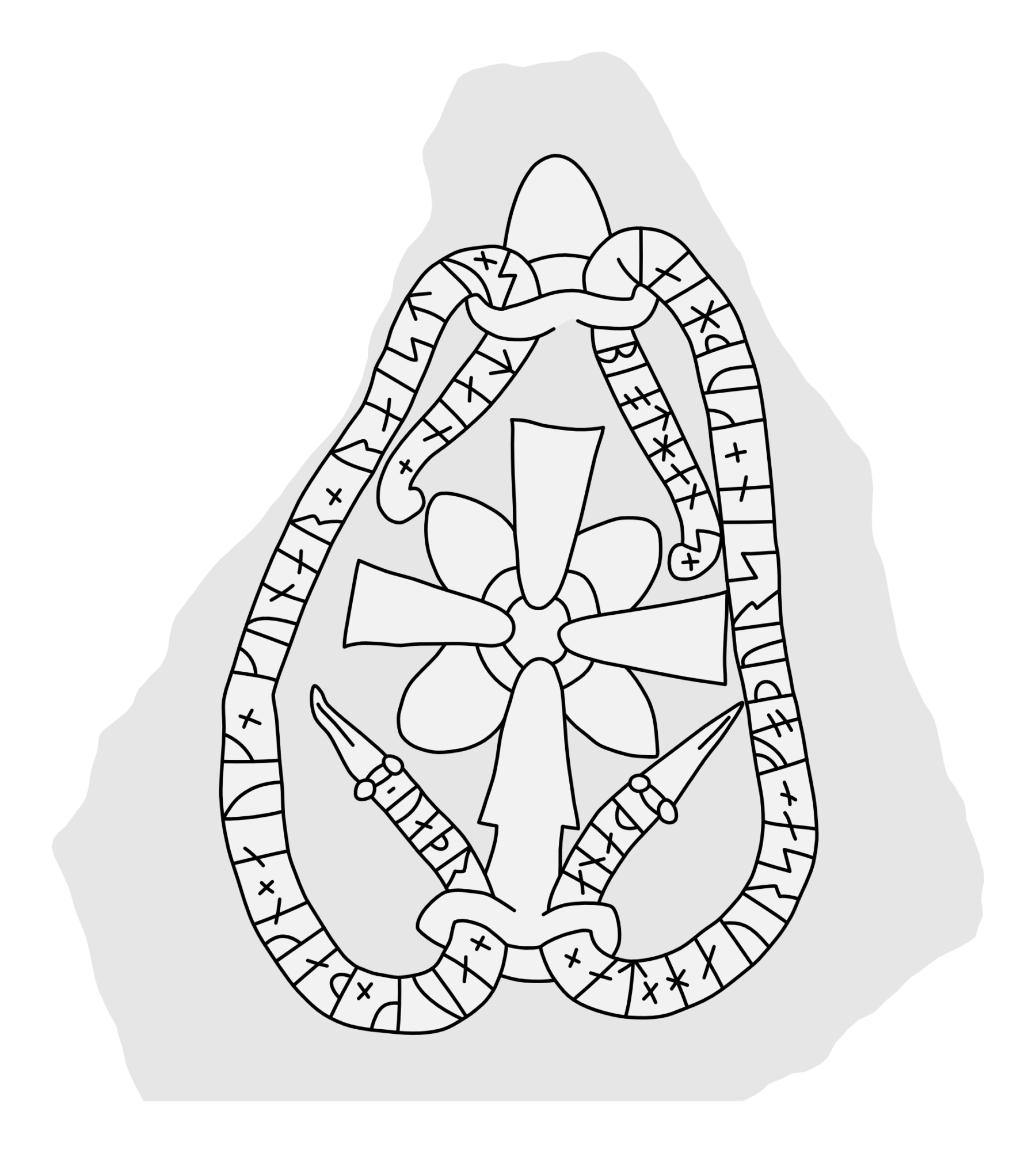 Runestone U 990. Illustration: Jonas Lau Markussen (CC BY).