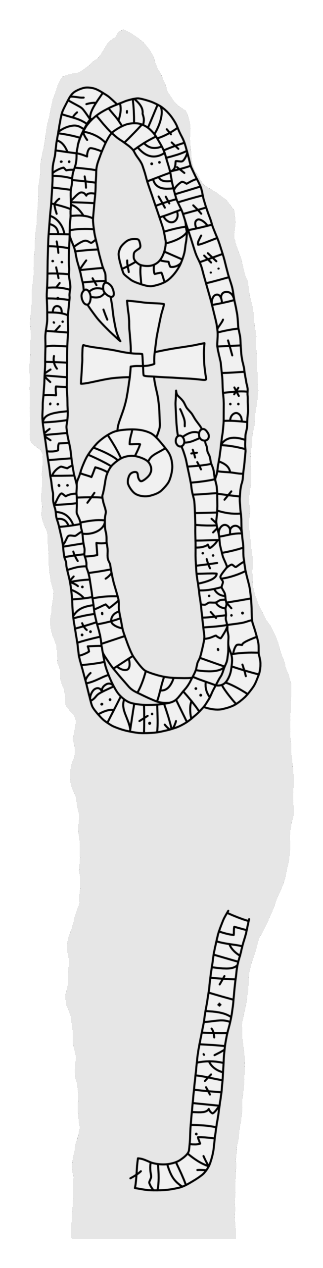 Runestone U 654. Illustration: Jonas Lau Markussen (CC BY).