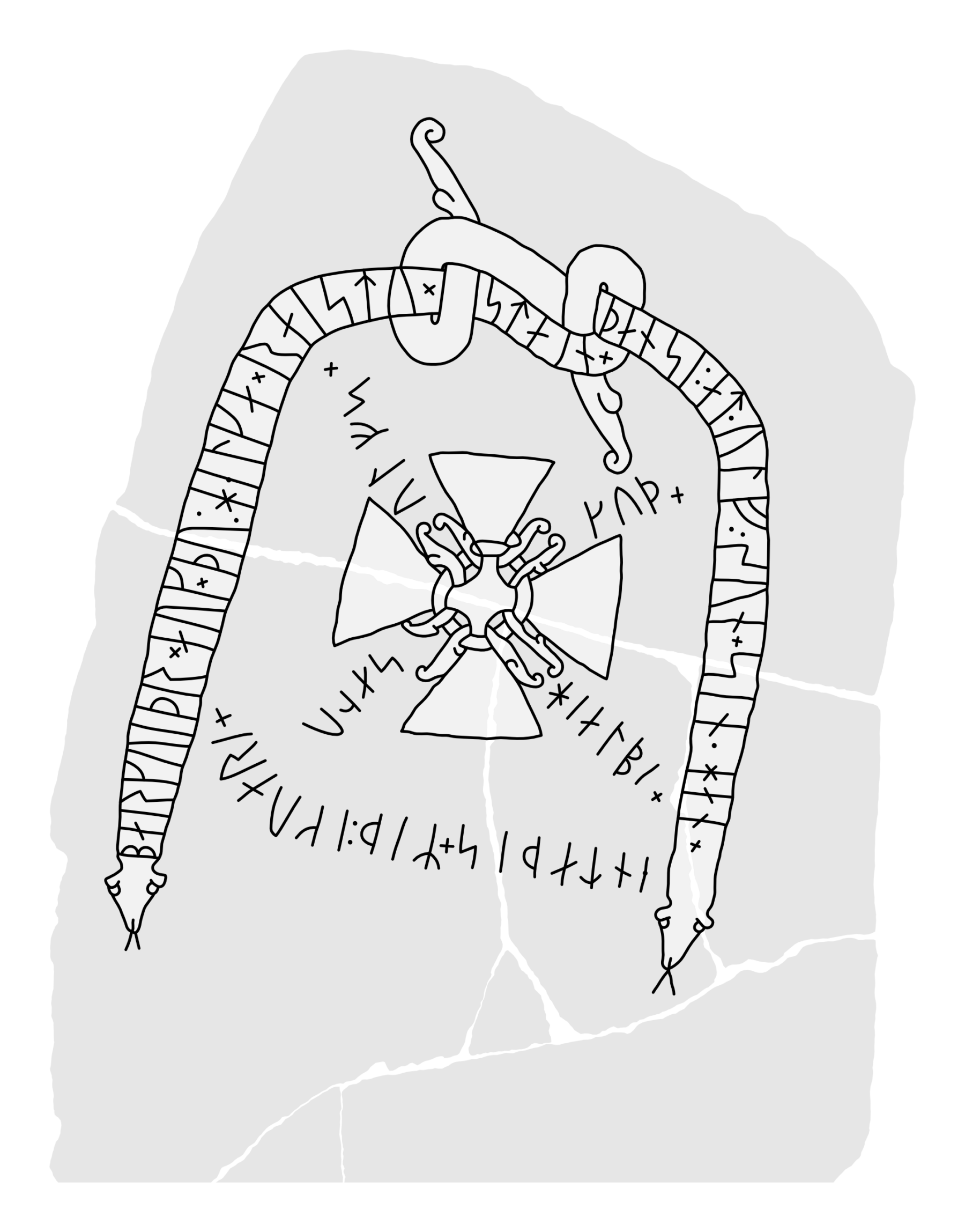 Runestone Sö 9. Illustration: Jonas Lau Markussen (CC BY).
