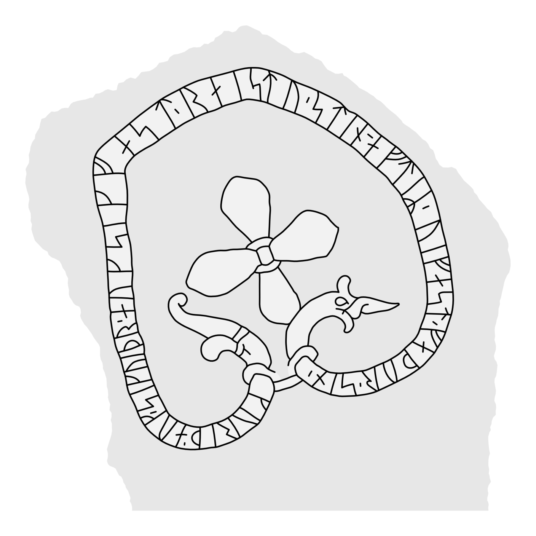 Runestone U 623. Illustration: Jonas Lau Markussen (CC BY).