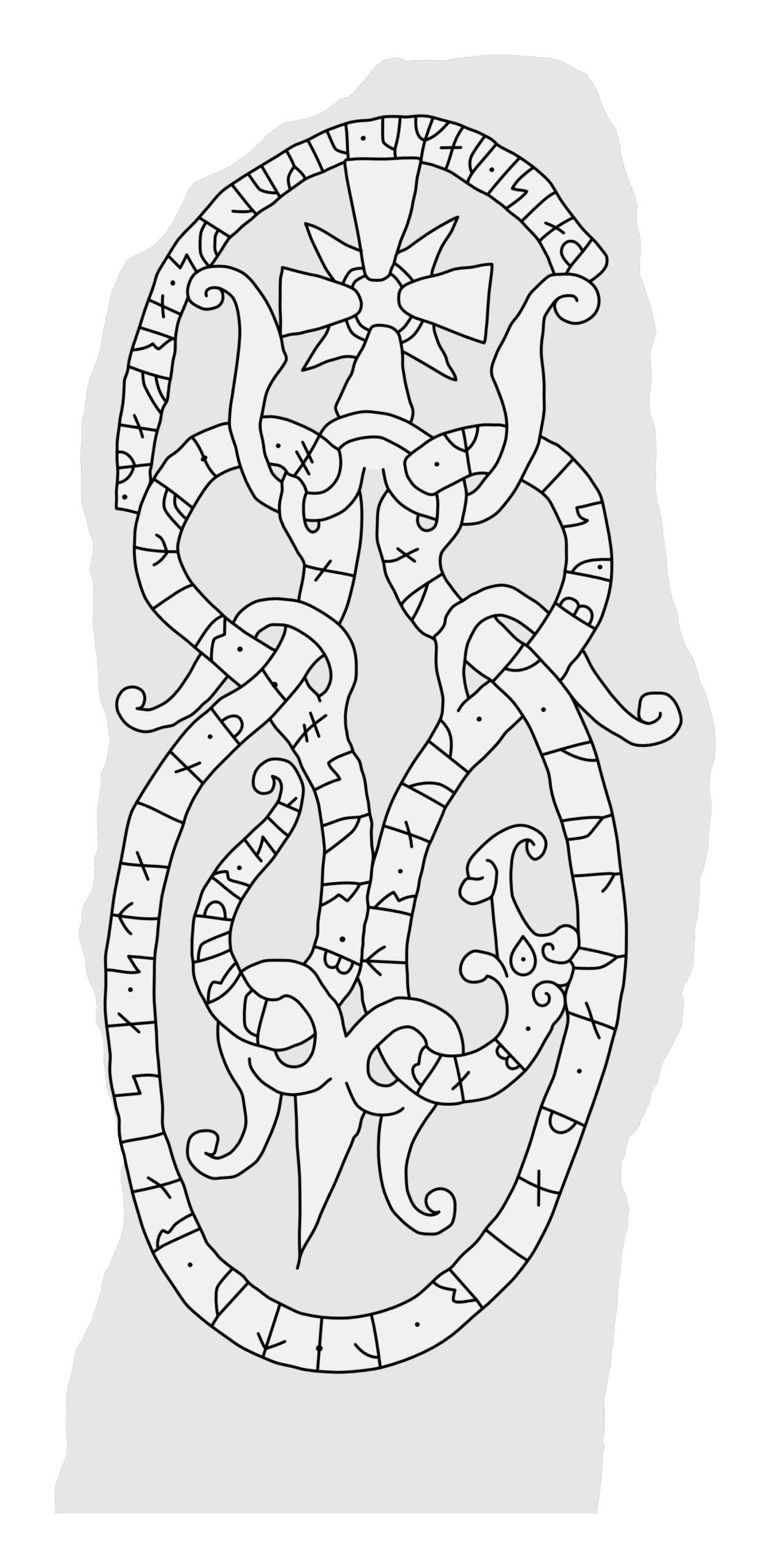 Runestone U 676. Illustration: Jonas Lau Markussen (CC BY).