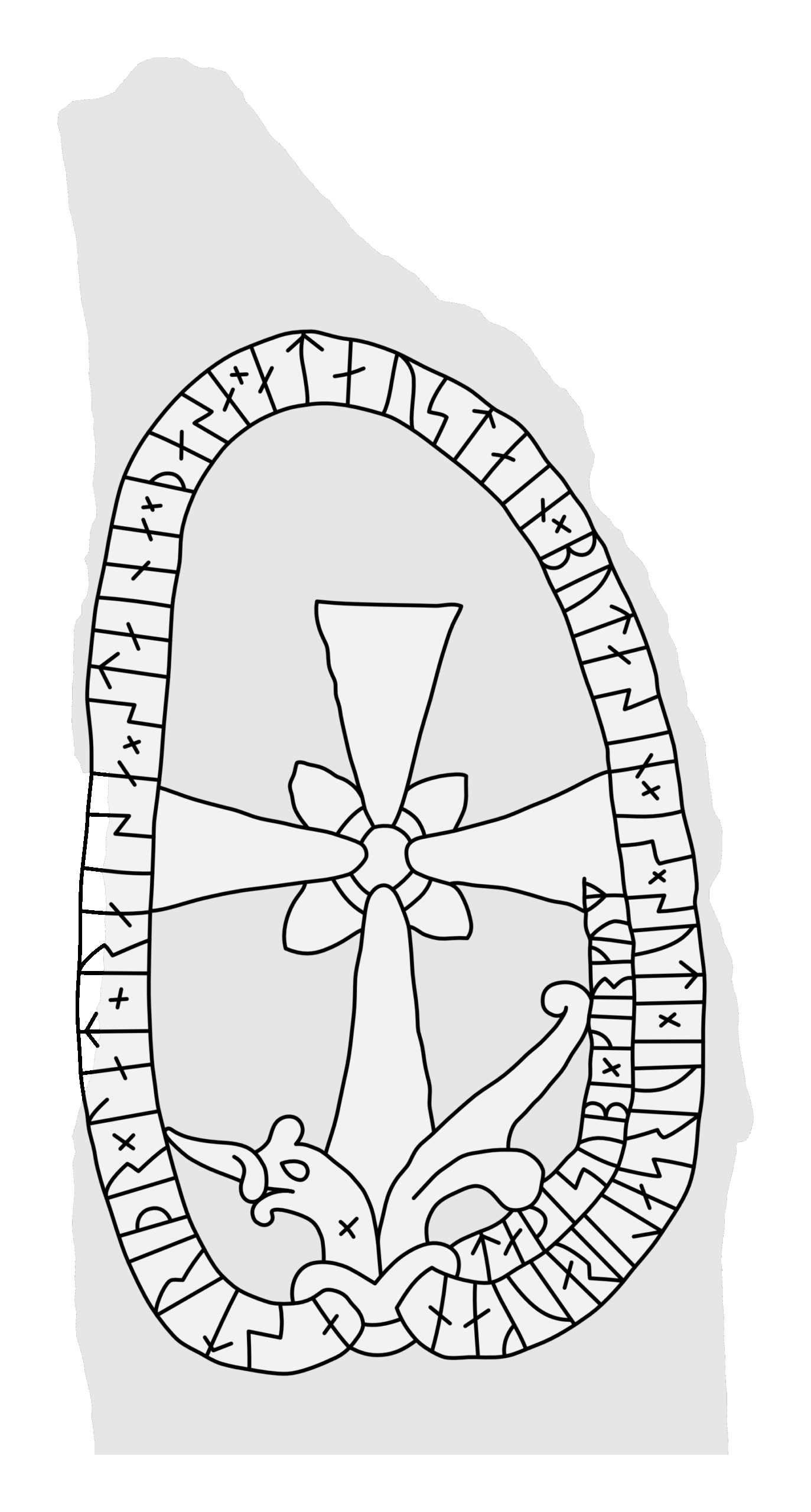 Runestone U 136. Illustration: Jonas Lau Markussen (CC BY).